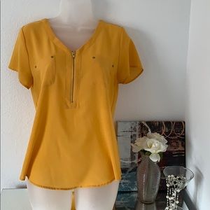 Yellow short sleeve blouse
